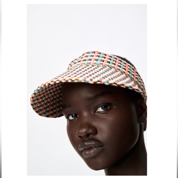 Zara Tops - NWT - ZARA STRAW COLORFUL VISOR
